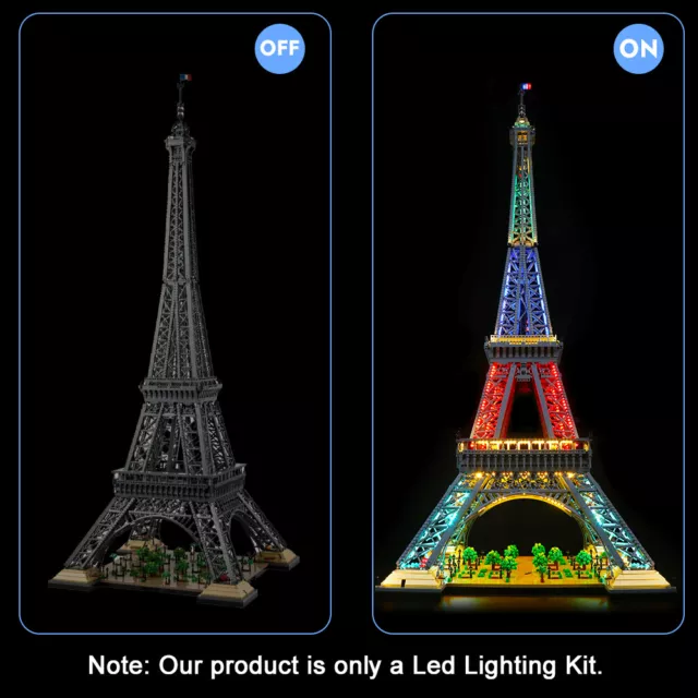 Kit de Luz LED BrickBling para LEGO Torre Eiffel 10307 Colorido (Control Remoto) 2