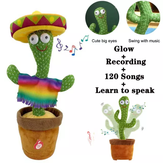 Dancing Cactus Plush Toy Doll Electronic Recording Shake With Song Funny Gift AU