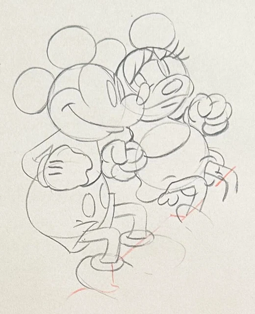 1933 Walt Disney Mickey Minnie Mouse Original Production Animation Drawing Cel 1933 Walt Disney Mickey Minnie Mouse Original Production Animation Drawing Cel