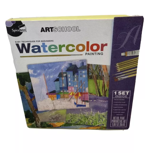 Kit de pintura de acuarela conjunto de arte lecciones caja de especias instrucciones para principiantes