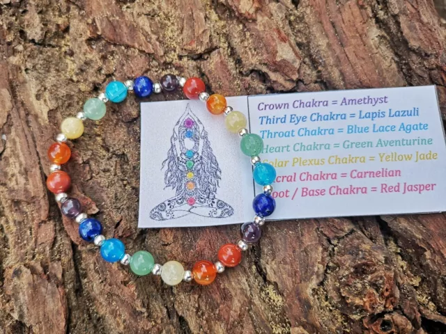 7 Chakra Bracelet Genuine Healing Gemstone Crystal Energy Bracelet Reiki Yoga