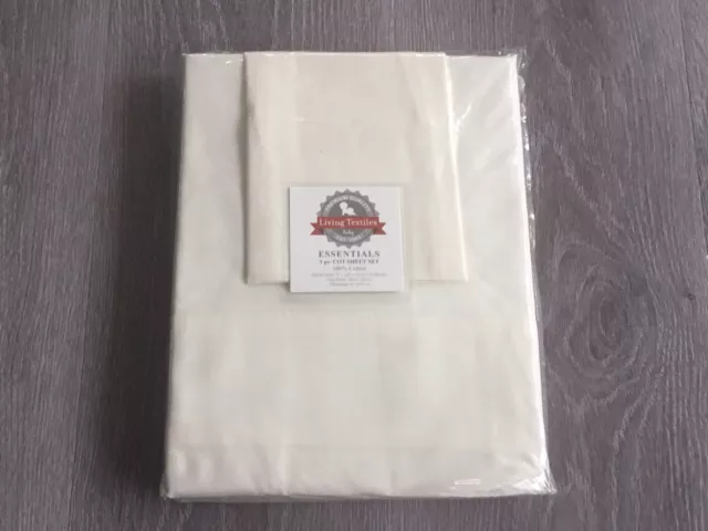 Living Textiles Essentials 3 Pce Cot Sheet Set In Natural. Brand New.
