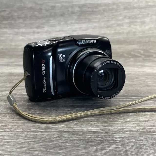 Cámara digital Canon PowerShot SX120 IS 10,0 MP con tarjeta SD de 4 GB negra PROBADA/FUNCIONA