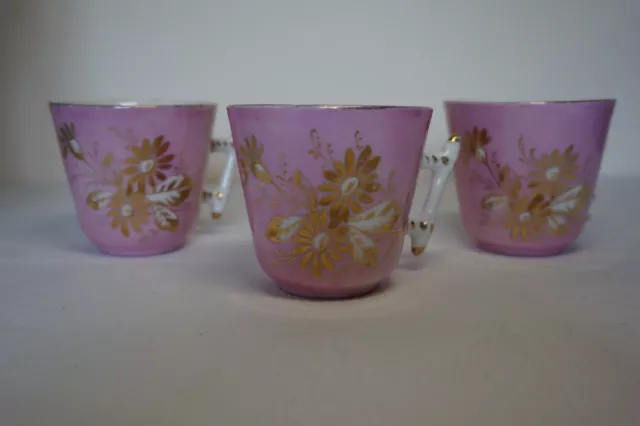 3 Jugendstil Tasse Tassen Porzellan Goldbemalung rosa Kaffee Becher Vintage tru