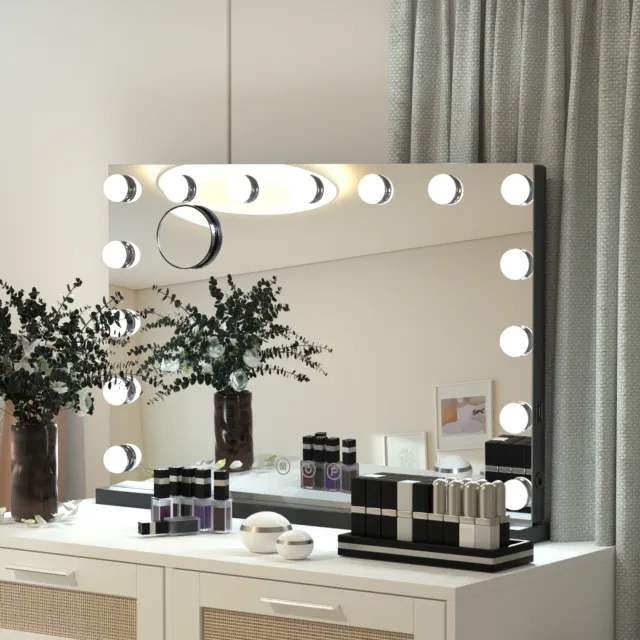 ELECWISH Hollywood Vanity Makeup Mirror Tabletop 15 Bulbs with USB Charge