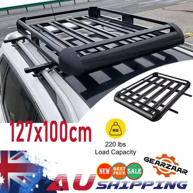 Aluminium Car Roof Rack Basket Double Layer Tray Travel Luggage Carrier Cage