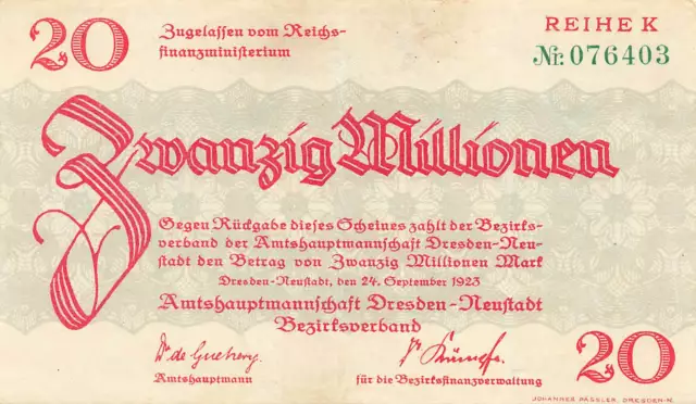 Dresden-Neustadt - Amtshauptmannschaft - 20 Millions Mark - Série K (3218)