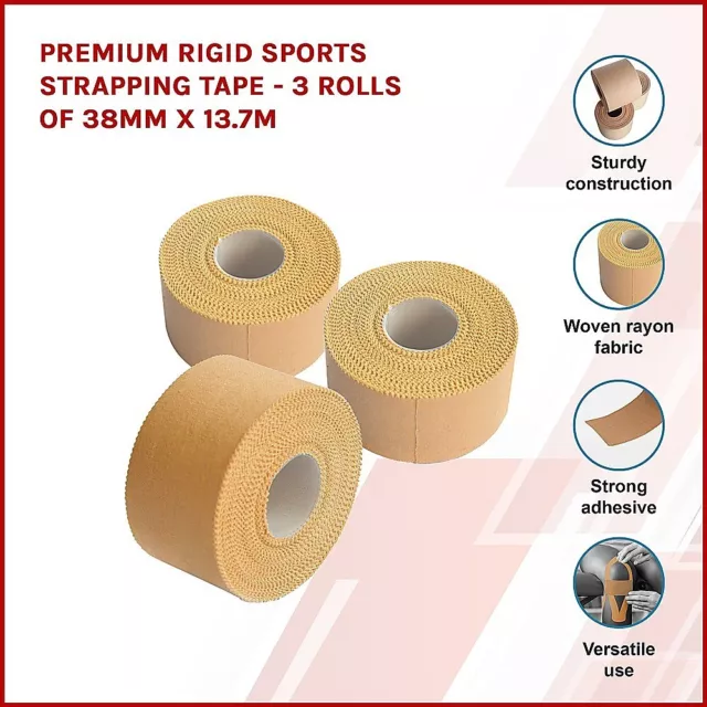 Premium RIGID Sports Strapping Tape | 3 Rolls of 50mm X 13.7M 2