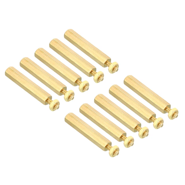 25mm+6mm M2.5 Standoff Screws 80 Pack Brass Hex PCB Standoffs Nuts Gold Tone