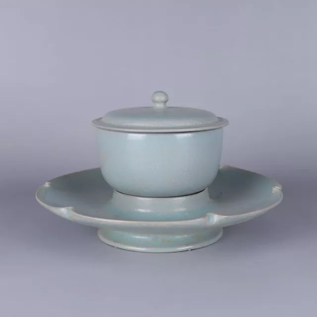 Chinese Porcelain Song Dynasty Ru Kiln Azure Glaze Tea Cups 7.2 Inch