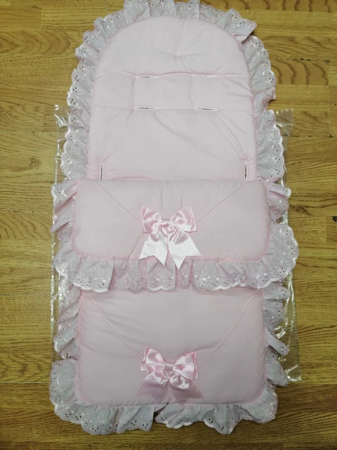 Baby Mädchen ganz rosa große Bandschleifen Fuß Muff gemütliche Zehen Kinderwagen Buggy