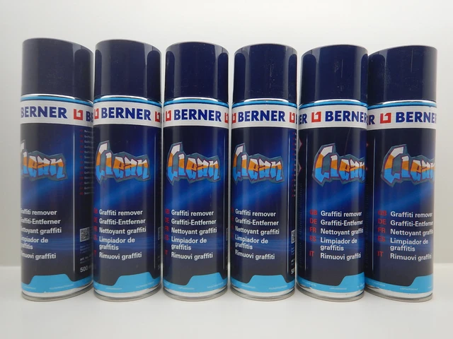 6x Berner Graffiti Entferner Reiniger Materialschonend Spraydose 407956 500ml