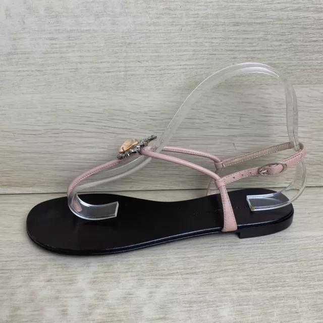 Giuseppe Zanotti Brown/Pink Leather Jeweled Ankle Strap Sandals, Women’s Size 38 3