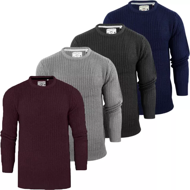 Mens Jumpers Plain Crew Neck Casual Formal Knitted Winter Pullover By Brave Soul