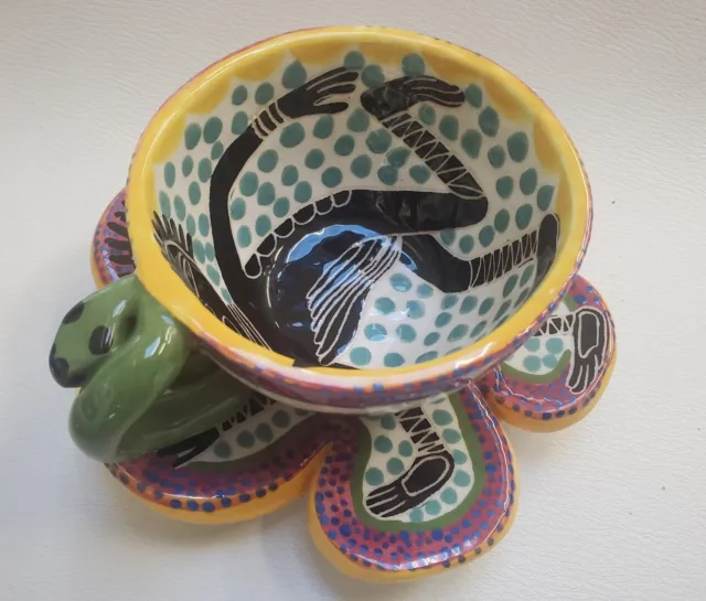 Baba Wague Diakite Ceramic Cup & Saucer Portland Artist Mali, West Africa snake
