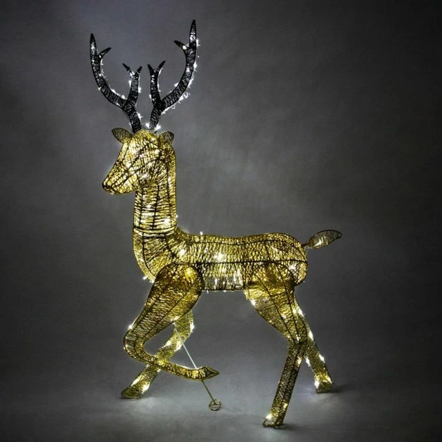 RENTIER HIRSCH REH LED Beleuchtung Weihnachtsdeko Deko Gold Advent Weiß
