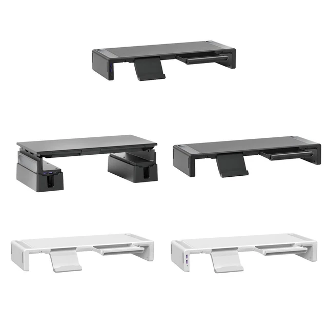 Support Moniteur Bureau Etterr - Élévateur Écran Métal Ergonomique - Design Moderne Sans Assemblage - Noir