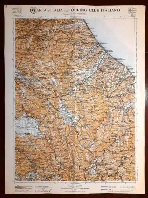 Carta geografica antica ABRUZZO TERAMO CHIETI 1:250.000 TCI 1906-31 Antique map