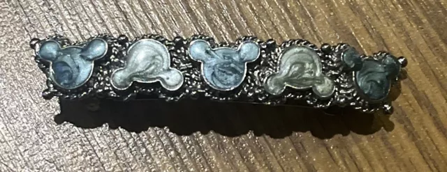 Vintage Disney  Mickey Mouse Silver Hair Barrette Clip Made In France
