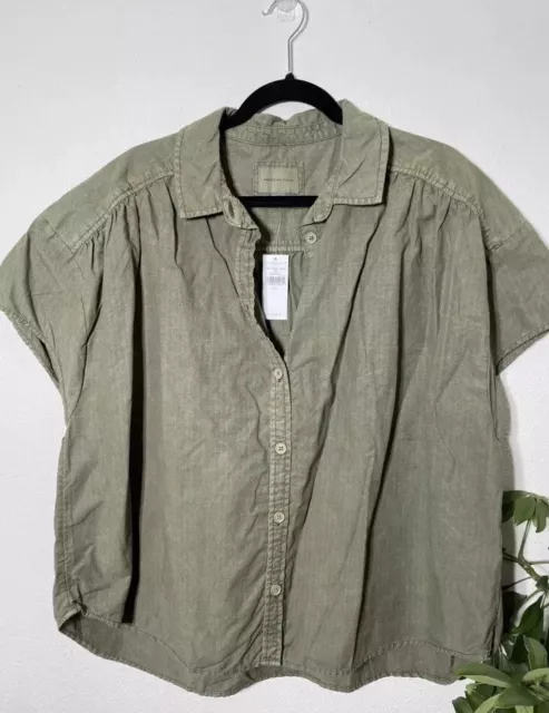 American Eagle new short sleeve button up size Large olive army green NWT Shirt