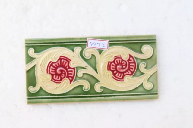 Japan antique art nouveau vintage majolica border tile c1900 Decorative NH4372 5