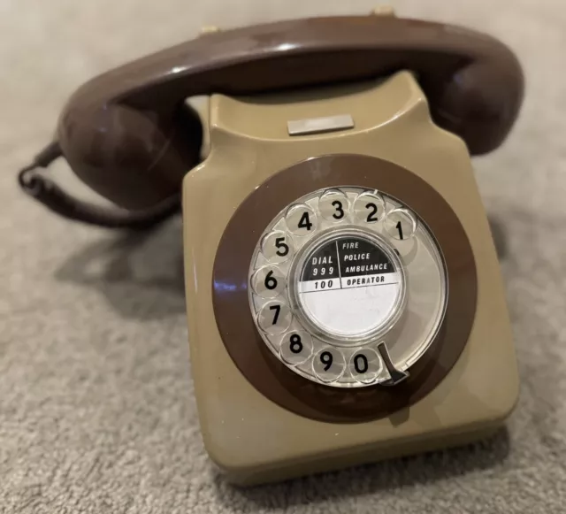 Vintage Gpo Rotary Dial Telephone 746 - Elephant Grey & Brown - Converted