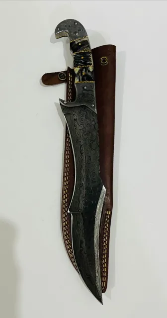 Damascus hunting knife 16" with shesth