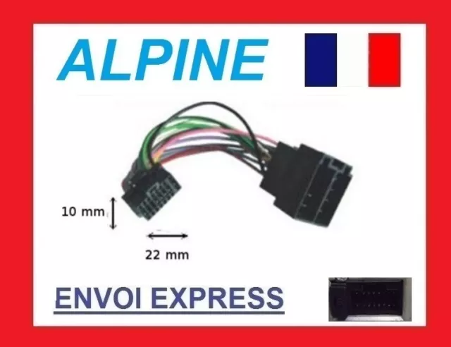 Cable adaptateur ISO autoradio ALPINE CDE-133BT ; CDE-7854R ; CDE-7854RM