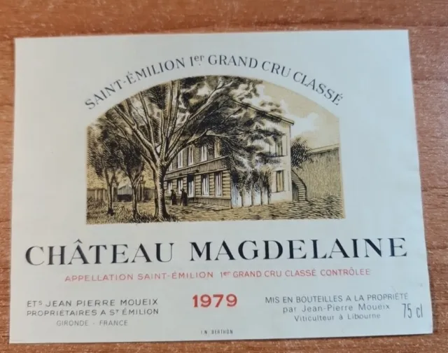 Etiquette de vin/ Wine Label MAGDELEINE 1979 décollée
