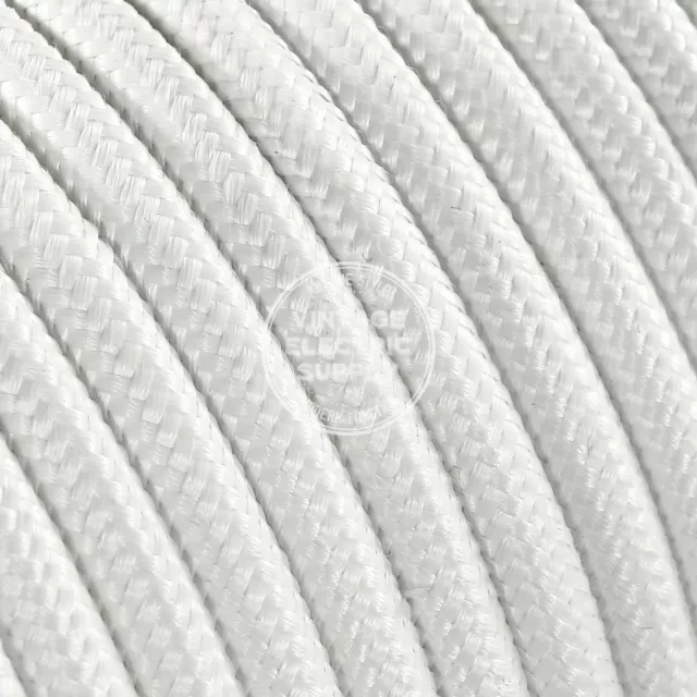 White Round Cloth Covered Electrical Wire - Braided Rayon Fabric Wire