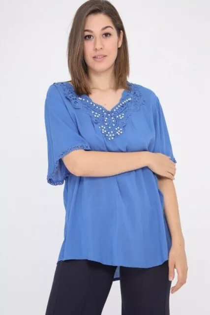 Camicia donna elegante maglia manica corta sexy blusa camicetta maglietta da XL