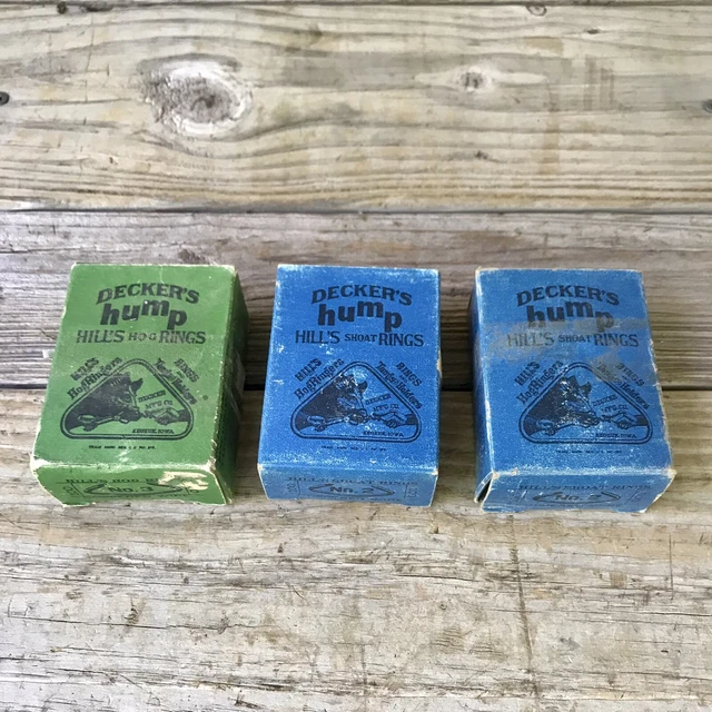 Lot 3 Vintage Decker’s Hump Hill’s Hog Rings No. 2 & 3 Boxes NOS