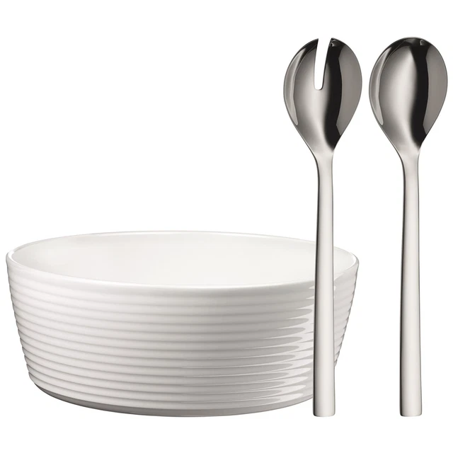 WMF Salat-Set NUOVA 3 teilig mit Salatschüssel 3,5 Liter und Salatbesteck 30 cm