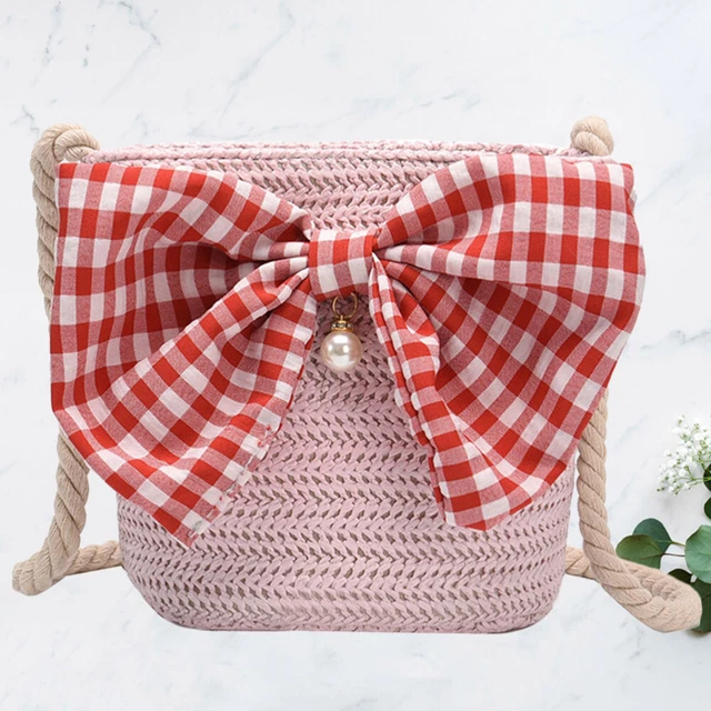 Straw Handbags Large Drawstring Bucket Bag Woven Handbag Messenger Bag