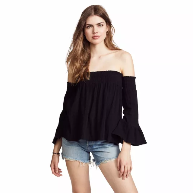 Jack By BB Dakota Black Bell Sleeve Vivienne Off The Shoulder Top Size Medium