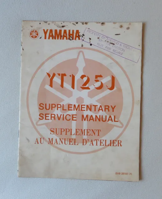Genuine Yamaha YT125J Tri-Moto Supplementary Service Manual (1981)