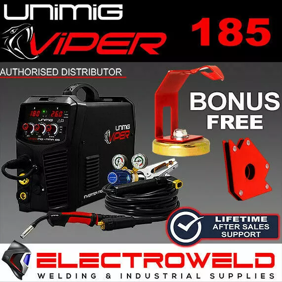UNIMIG Viper 185 Mig Tig Stick Bundle Saldatrice, Regolatore Torcia Gasless...