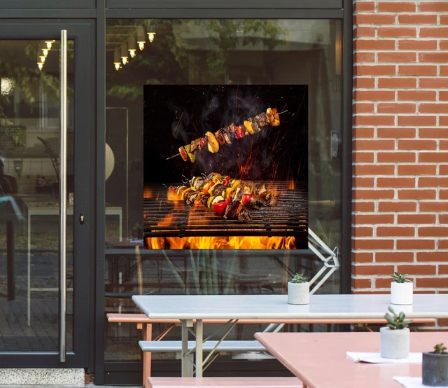 Kebab Window 3D GRILL KEBAB Shop BBQ K233 Window Stickers Vinyl Wallpaper Wall ...