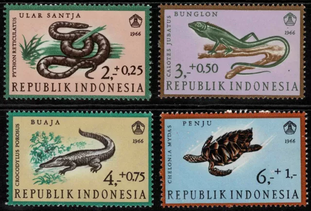 Indonesia 1966 Reptiles - Complete Set Of Four Stamps - MUH