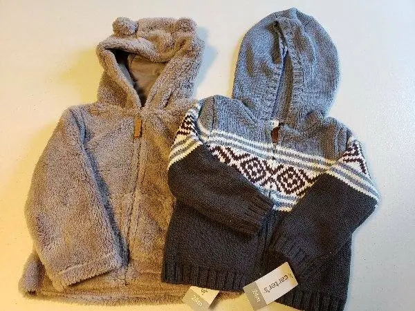 NWT Carters Infant Boys 24 Months 24 M 2T Hooded Bear Coat With Ears Sweater Lot