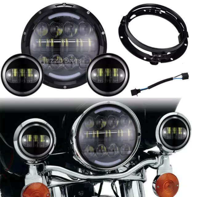 7" LED Headlight 4.5" Fog Passing Lights For Honda Shadow ACE Aero VT 750 1100