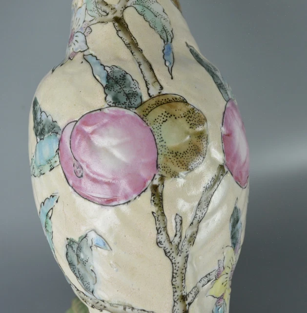 WBI perroquet céramique peint à la main fleur oiseau poterie sculpture prune florale blanche 2