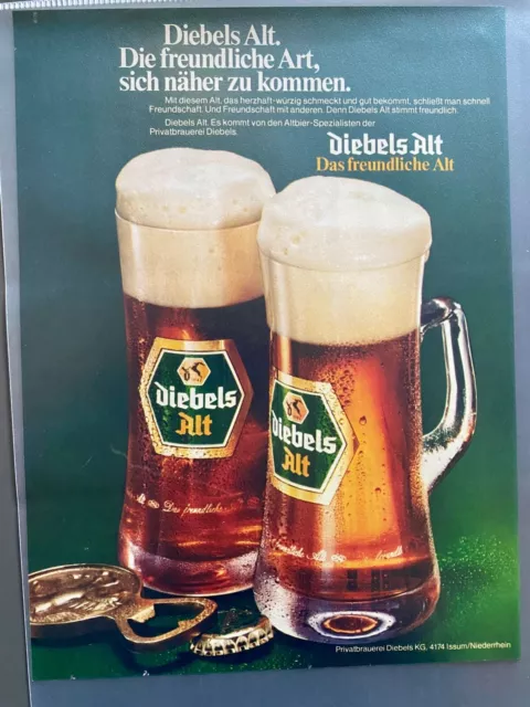 Diebels Alt Das freundliche Alt Bier Original 1976 Vintage Advert Werbung