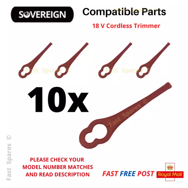 SOVEREIGN 18v Cordless ASYEGT01240 Grass Strimmer Trimmer Plastic Blades x 10