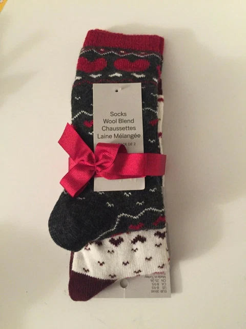 NWT Small Wool Blend Socks 2 Pack 5.5-7 Warm Soft Gift Christmas Men Women Xmas