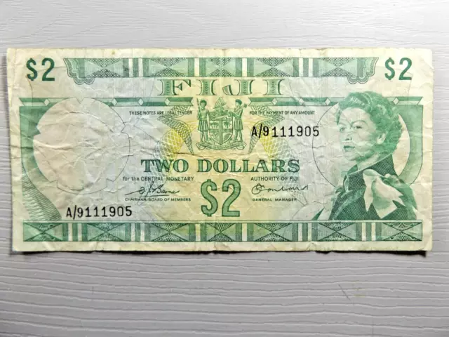 FIJI 1970s Two Dollar Bank Note