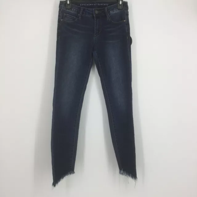 Articles of Society Jeans Womens 25 Skinny Ankle Dark Wash Raw Hem Low Rise NEW