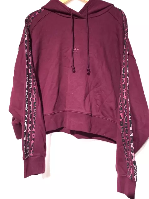 adidas Originals Women's Sz 4X Three Stripe Hoodie Sweatshirt Maroon Leopard