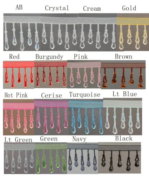 Organza Teardrop beaded trimming fringe  (18 different Colour ) #1N