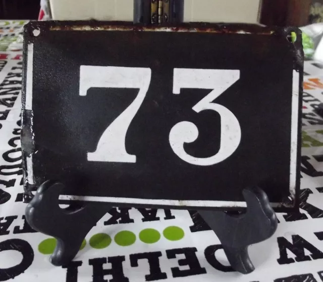 Grande Old Black French House Number 73 Door Gate da Parete Piatto D Metallo IN